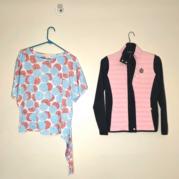 Lauren Ralph Lauren Jackets & Blazers - Lauren Ralph Lauren Pink & Black Puffer Jacket + Michael Kors Blouse - sz Small
